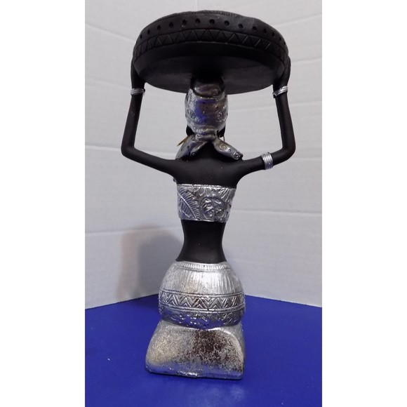 NEW Black African Queen Statue Figurine Candle Holder - Picture 4 of 5